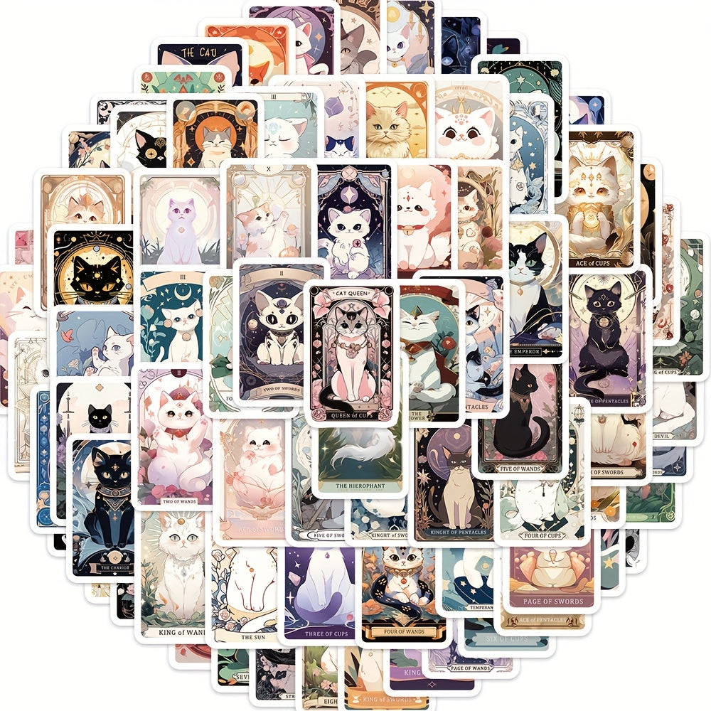 78pcs Cartoon Cat Tarot Series Stickers DIY Creative