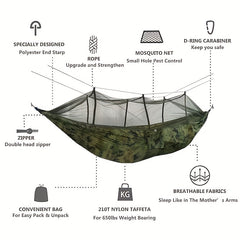 Double Camping Hammock with Mosquito Net - Lightweight & Durable