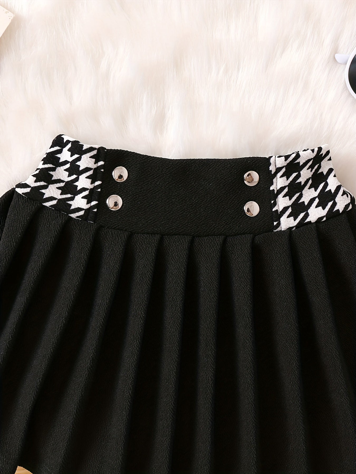 Toddler Girls Houndstooth Pleated Skirt Kids Summer Clothes