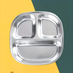 Stainless Steel Dinner Plate for Weight Loss - Divided Meal Plate for Picnic