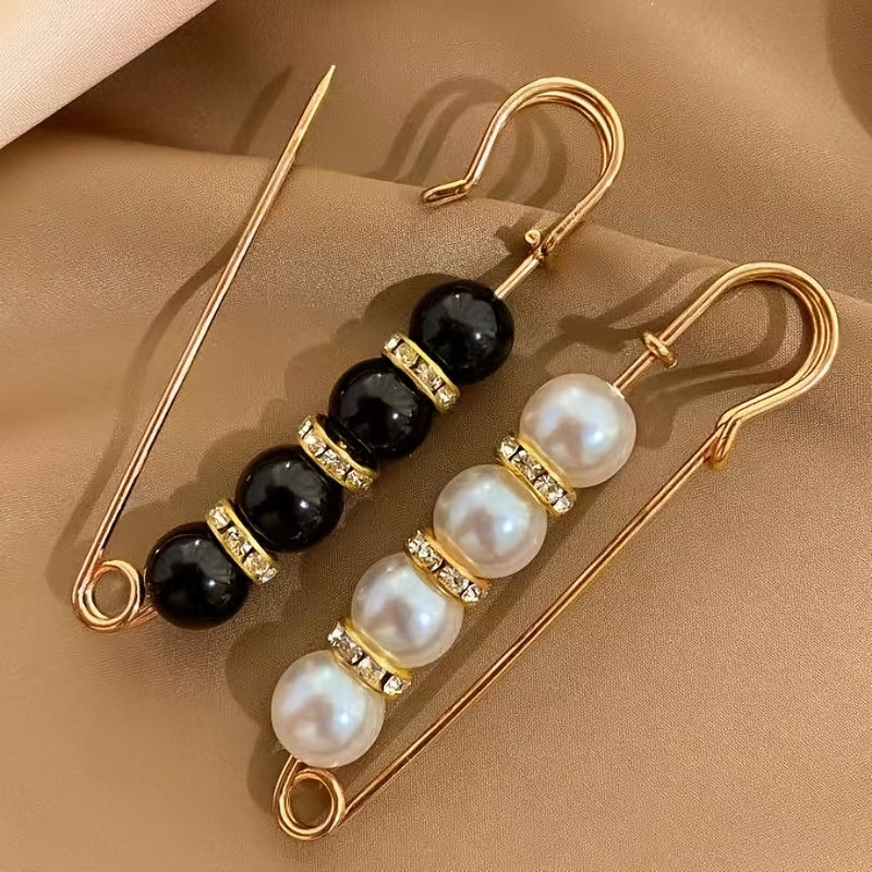 2pcs Faux Pearl Waist Buttons Pin Faux Pearl Brooch For Pants