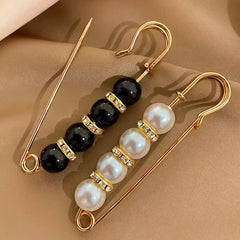 2pcs Faux Pearl Waist Buttons Pin Faux Pearl Brooch For Pants