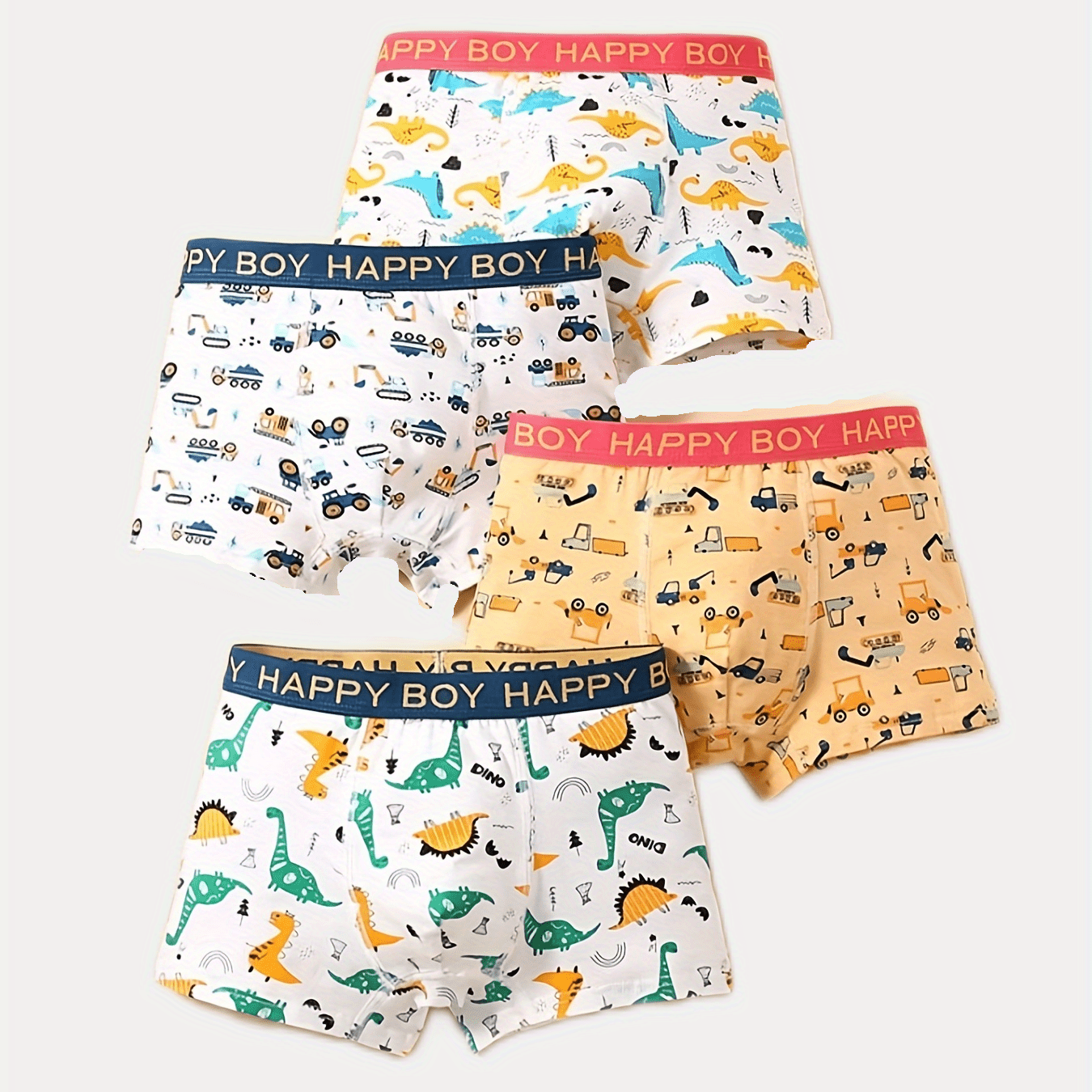 4pcs Boys Teen Cartoon Print Soft Boxer Briefs Underwear