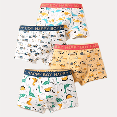 4pcs Boys Teen Cartoon Print Soft Boxer Briefs Underwear