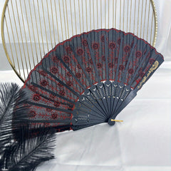 Men's Folding Hand Fan with Peacock Tail Sequin for Stage Prom