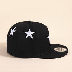 Hip Hop Wide Brim Hat with Star Embroidery