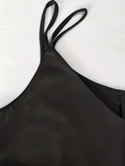 V Neck Slim Cami Dress Solid Spaghetti Strap Summer Backless