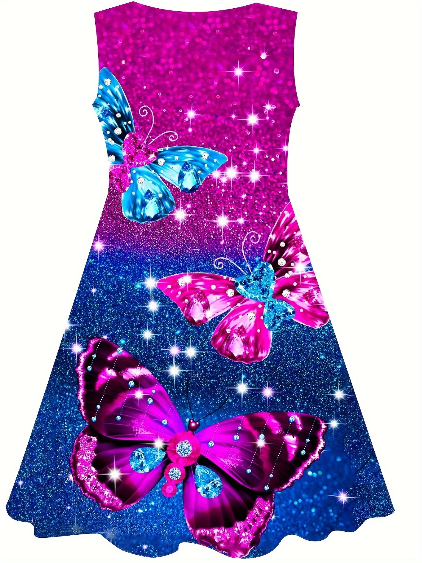 Girls Butterfly Sleeveless Dress for Summer