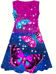 Girls Butterfly Sleeveless Dress for Summer