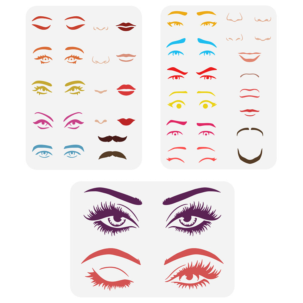3pcs Hollow Out Drawing Stencils, Christmas Craft Supplies Stickers