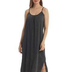 Women's Solid Thin Straps High Fork Pajamas Dress