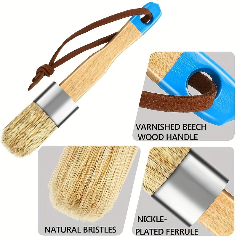 4pcs Chalk Wax Paint Brush Wooden Handle DIY Tool