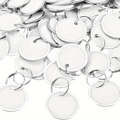 100 Metal Edge Key Tags Round Paper Tags w/ Metal Ring