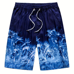 Palm Trees Ombre Print Casual Summer Pool Beach Shorts Men's Lounge Shorts