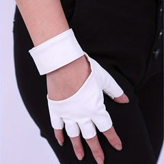 PU Leather Half Finger Gloves for Women
