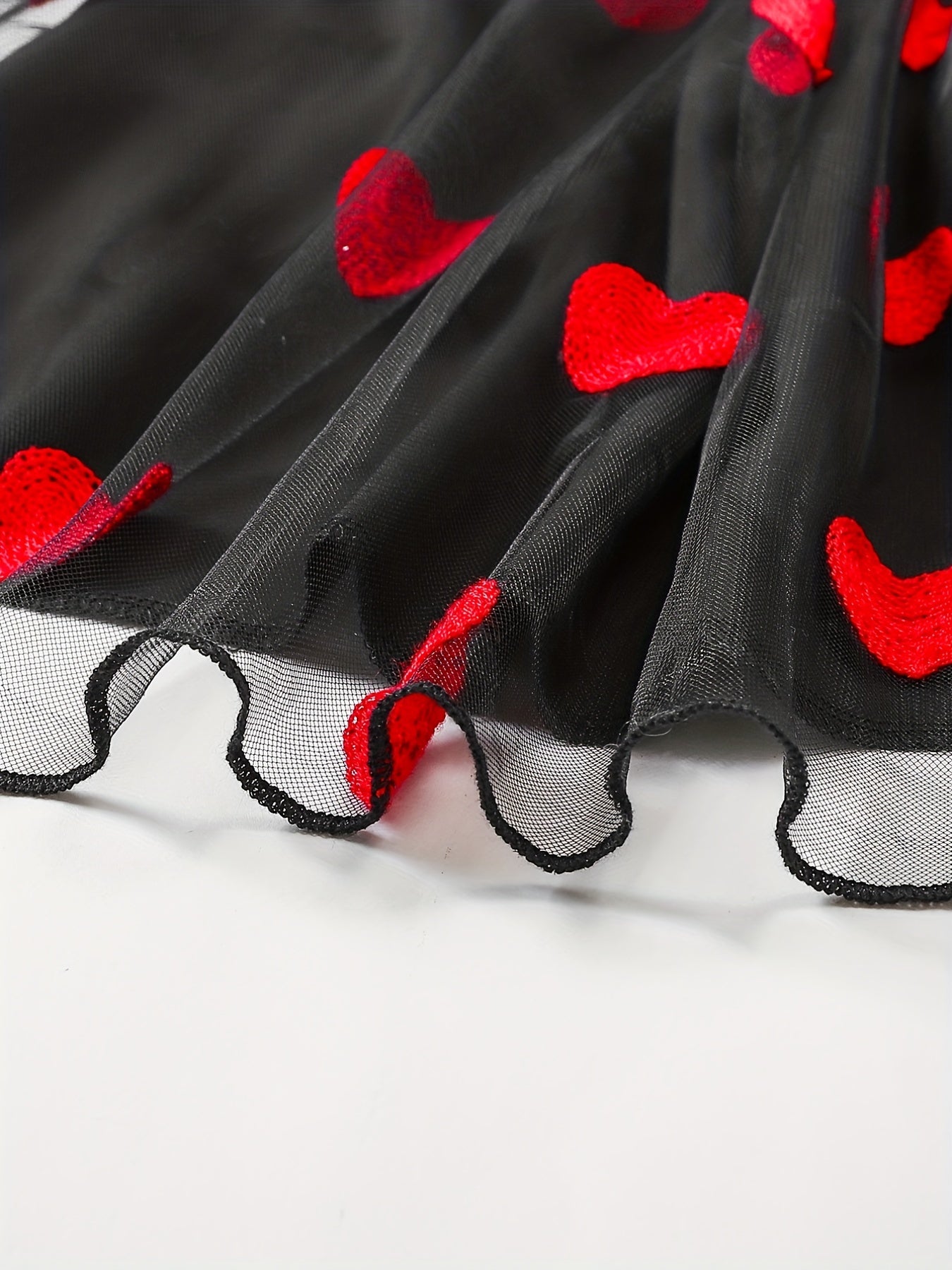 Toddler Girls Heart Graphic Belted Tulle Princess Dress For Party