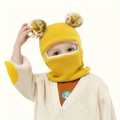 Winter Baby Hat For Boys And Girls Warm Knitted Hat Children's 2 In 1 Hat & Neck