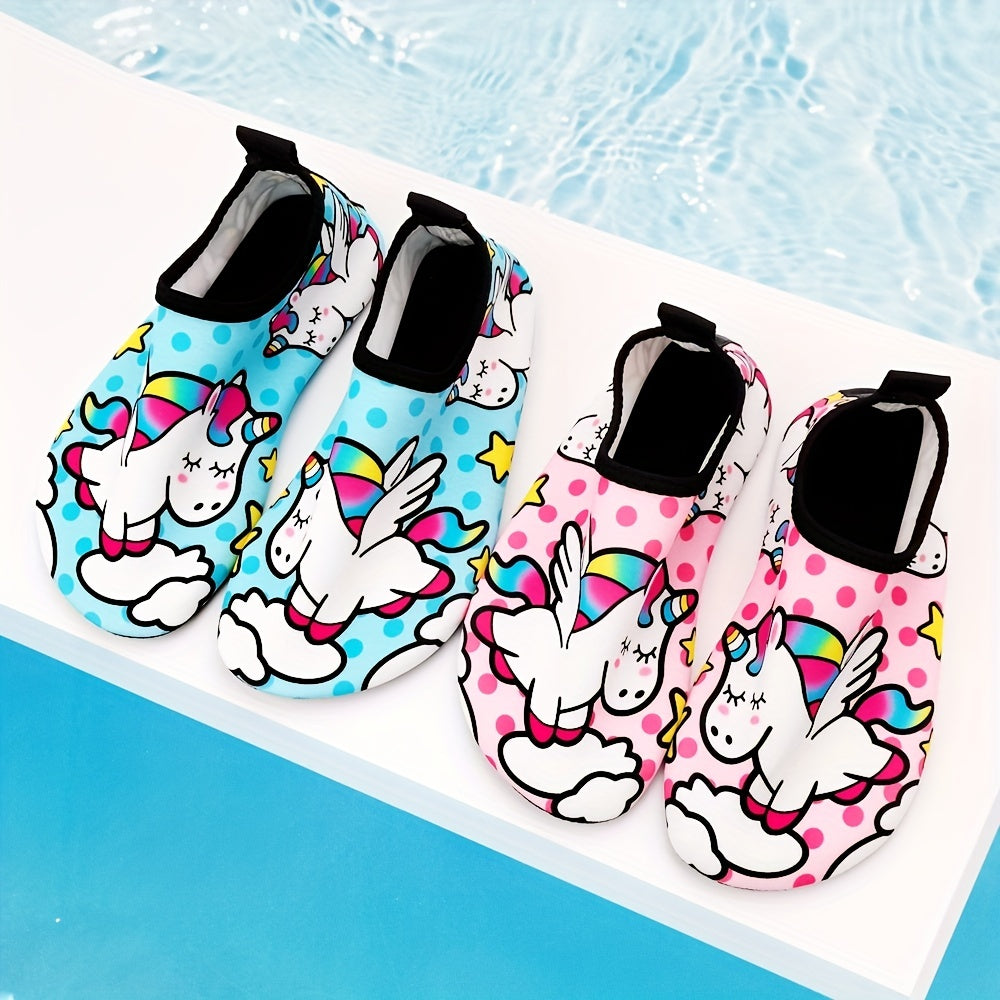 Cartoon Pony Water Shoes for Girls Quick Dry Lightweight Barefoot Outdoor