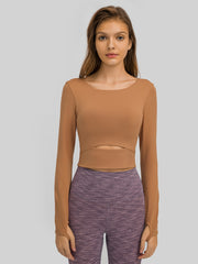 Long Sleeve Hollow Out Quick Dry Yoga T-Shirt