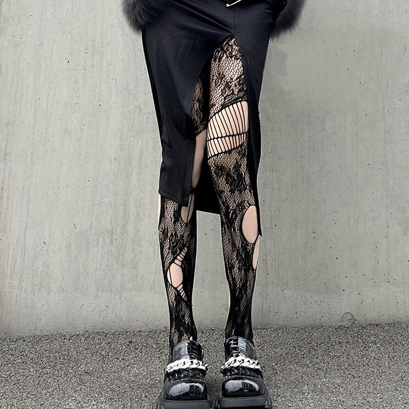 High Waist Jacquard Fishnet Tights Women's Stockings