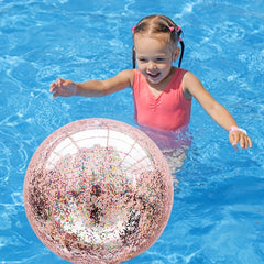6 Pack Glitter Beach Balls - Confetti PVC Material - Smooth