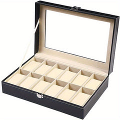 12 Slot PU Leather Watch Storage Box