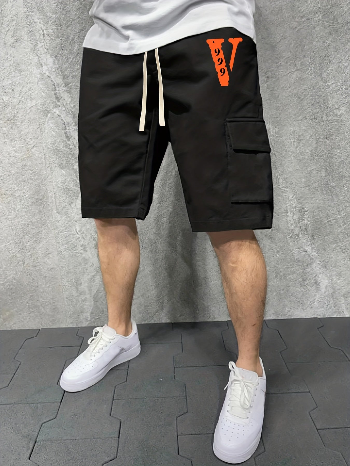 Men's V & 22 Graphic Casual Sports Shorts