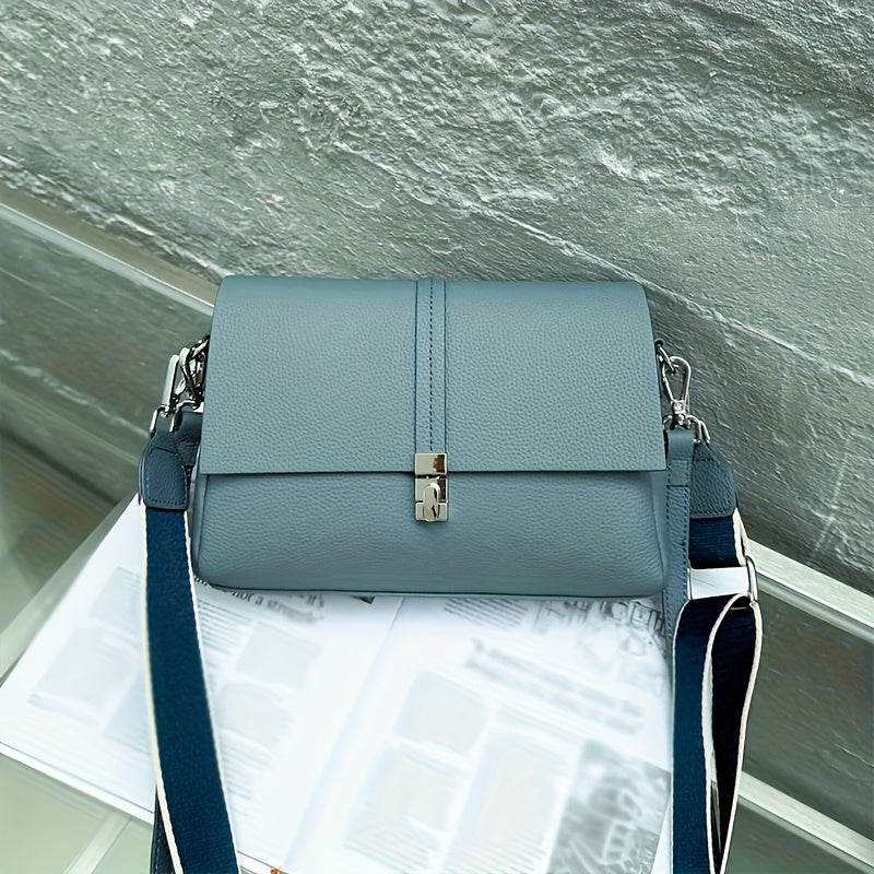 Leather Women's Handbag with Detachable Strap Shoulder Bag