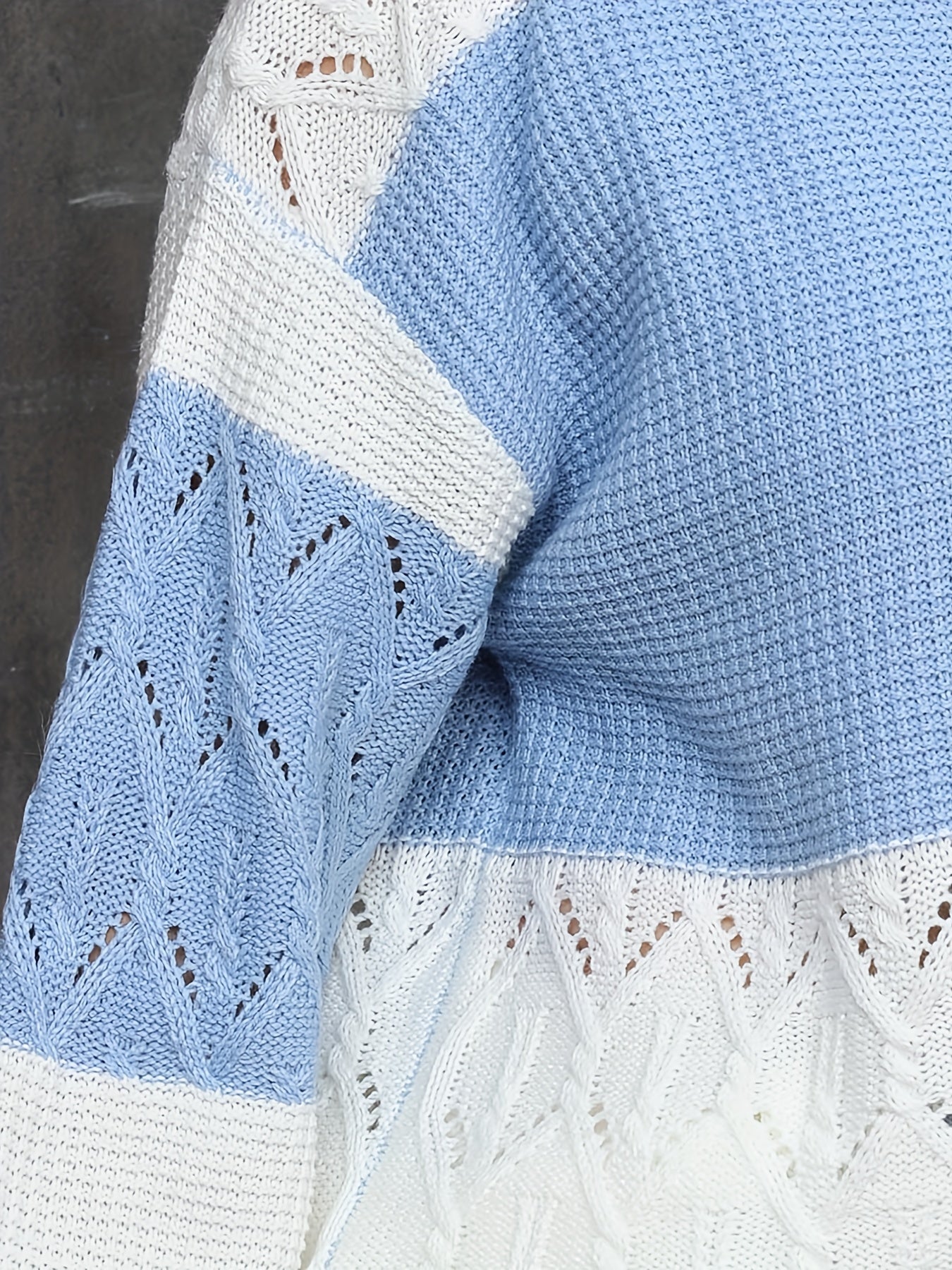Colorblock Plaid Print Long Sleeve Sweater