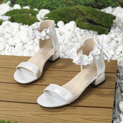 Girls Open Toe Chunky Heeled Sandals Breathable Non-slip Sandals
