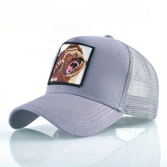 Animal Bear Embroidery Baseball Cap Sunshade Hip hop Cap Breathable Summer Truck