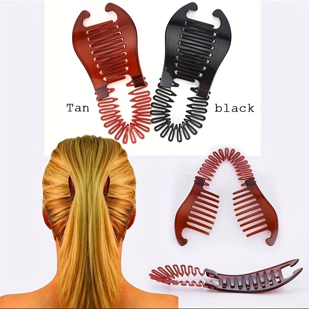 Solid Banana Clip Elastic Hair Comb Ponytail Maker Vintage Hair Accessory
