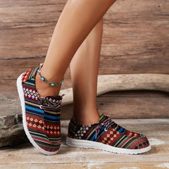 Women's Tribal Style Canvas Lace-Up Sneakers