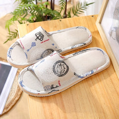 Men's Non Slip Flax Slides Lightweight Comfy Open Toe Slippers