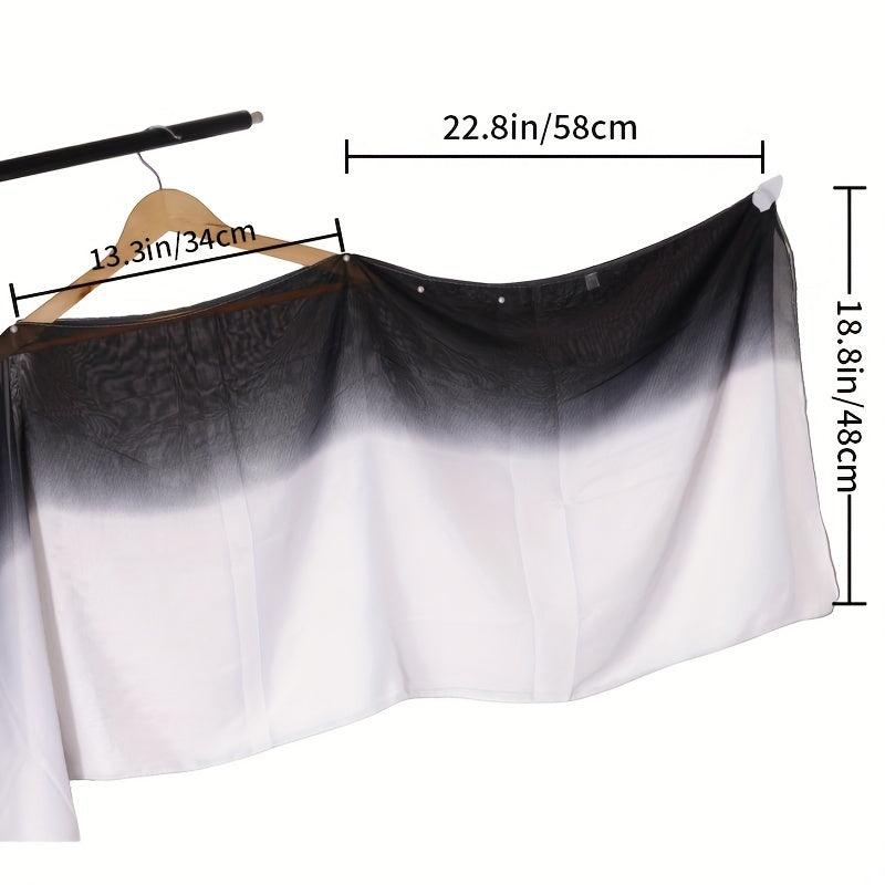 Faux Pearl Buckle Chiffon Shawl Gradient Sunscreen Wrap