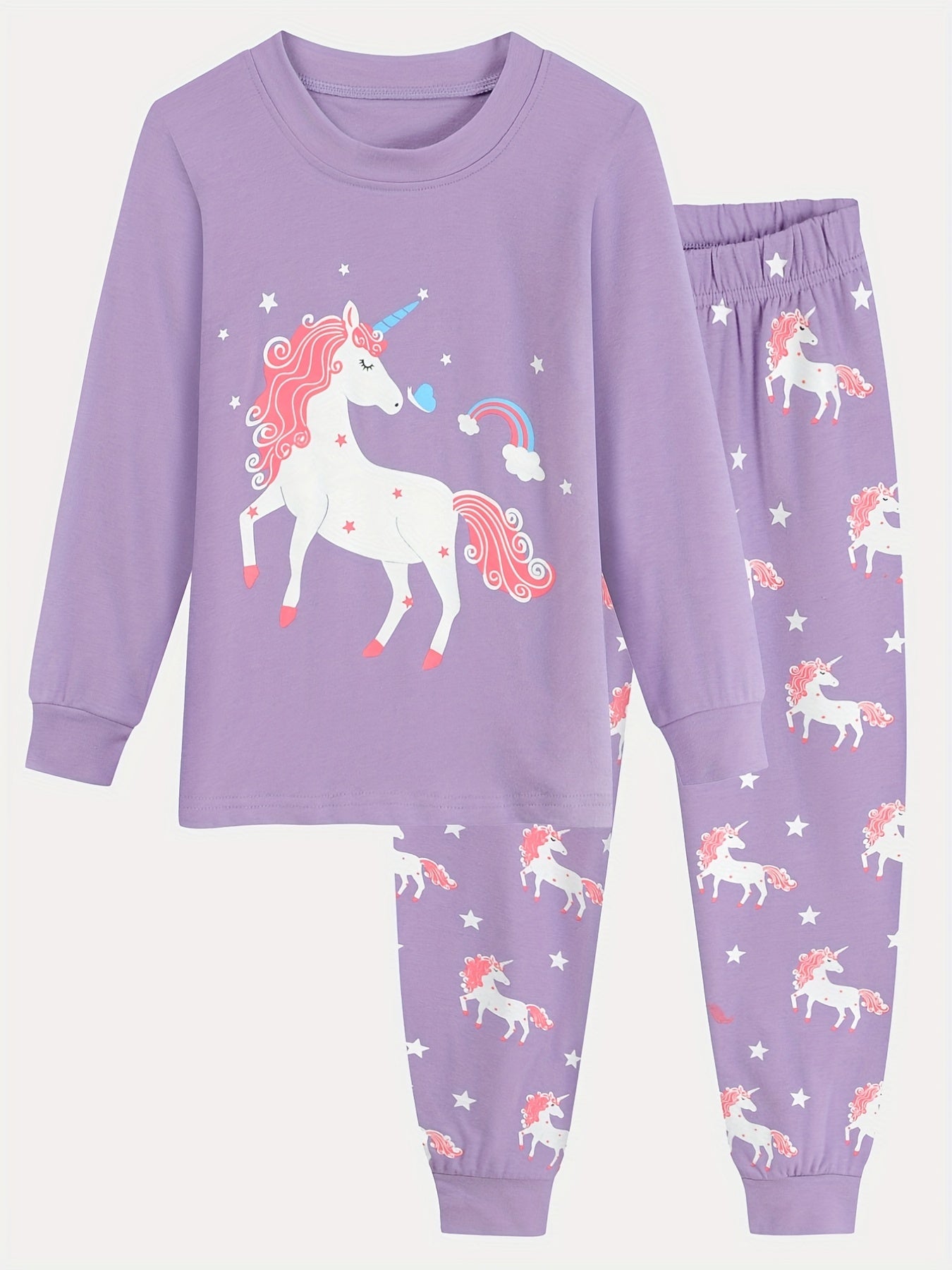 Unicorn Print Pajamas Set for Girls
