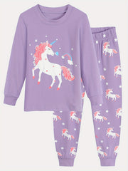 Unicorn Print Pajamas Set for Girls