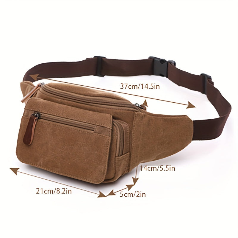 Waterproof Canvas Waist Bag Men's Casual Outdoor Storage Bag
