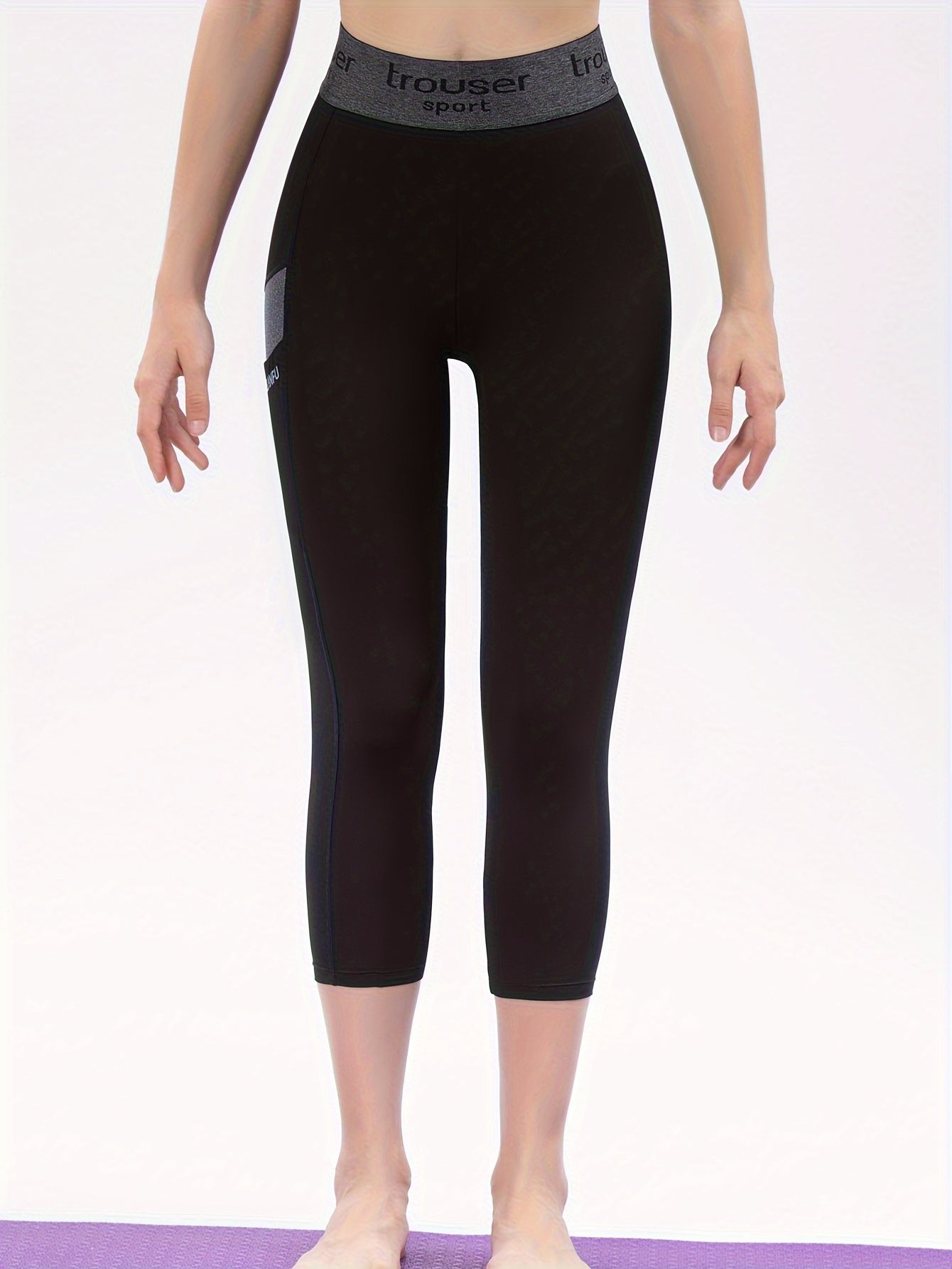 High Elastic Seamless Shaping Calf Length Leggings with Pockets