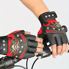 Leather Pirate Gloves Half Finger Cycling Sports Gloves