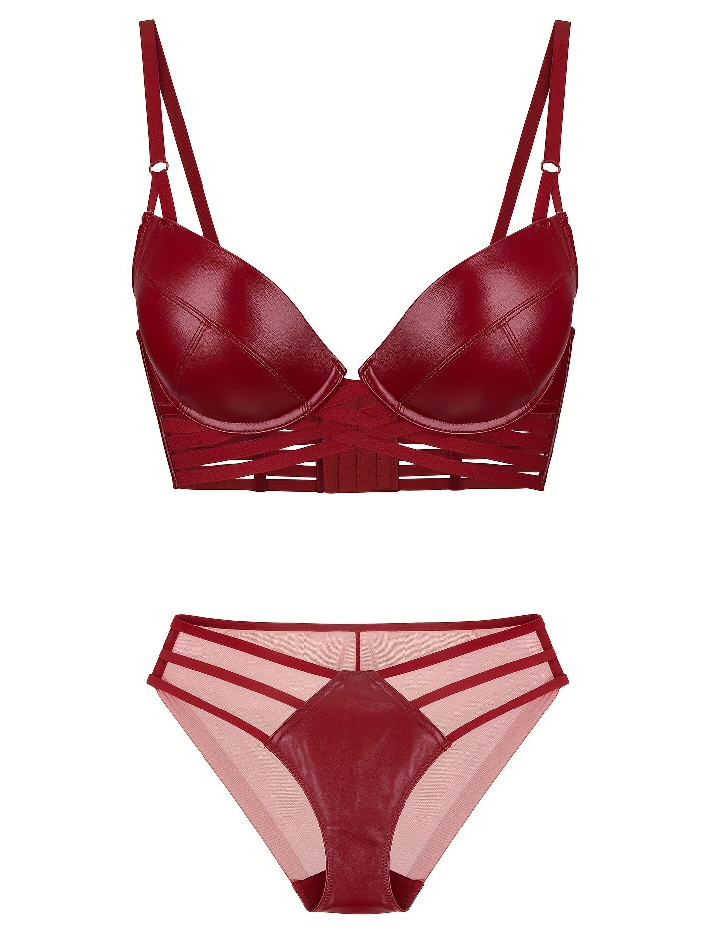 Solid Push Up Bra & Cut Out Panties Lingerie Set
