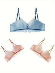 3pcs Lace Wireless Bras Push Up Comfortable & Breathable Women's Underwear