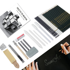 Seamiart 36pc Charcoal Pencils Sketch Set 6H-12B Sketch Book Art Supplies