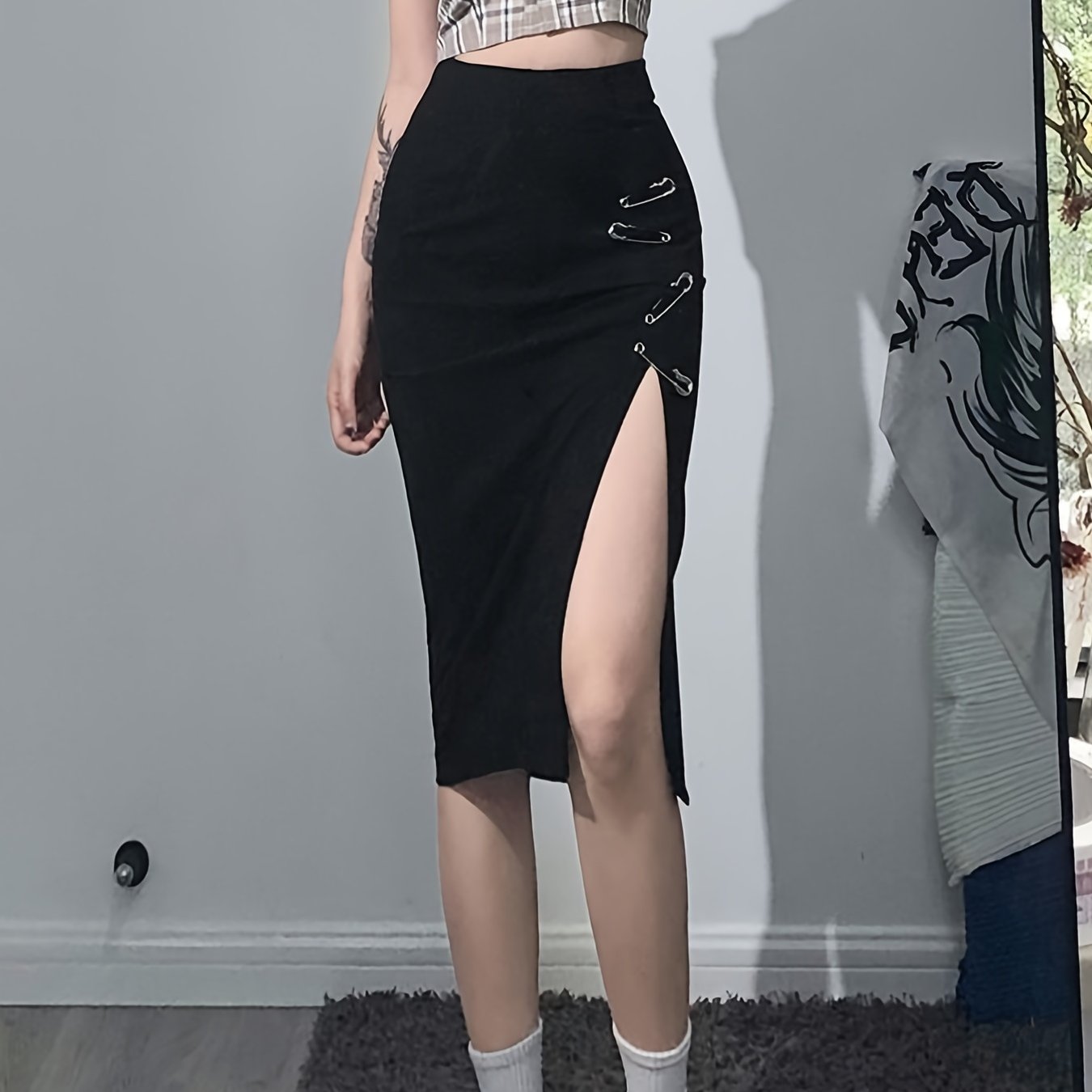 Y2K Sexy Split Skirt High Waist Skirt Women's Clothing