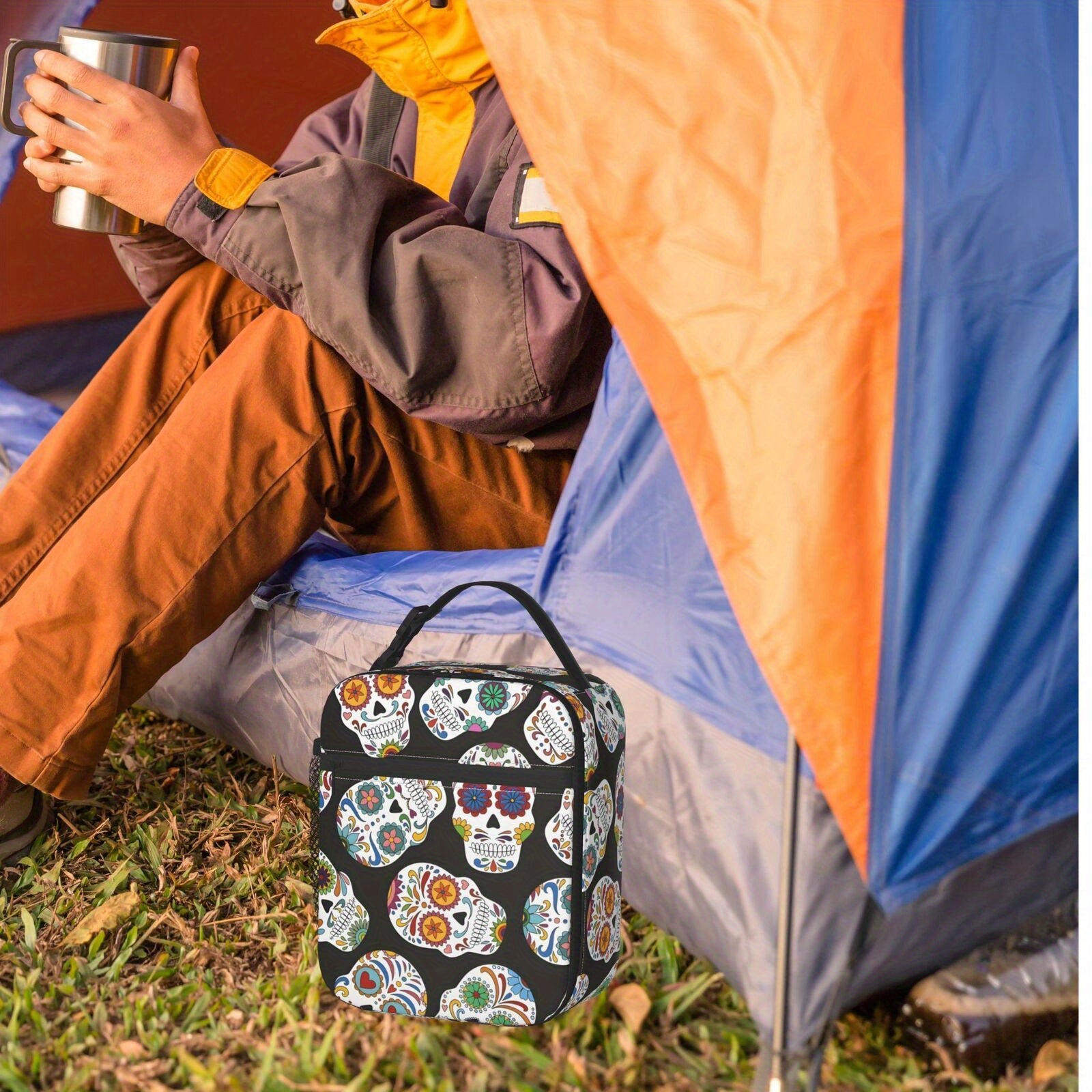 Personalized Sugar Skull Lunch Bag Insulated Leakproof Thermal High Capacity