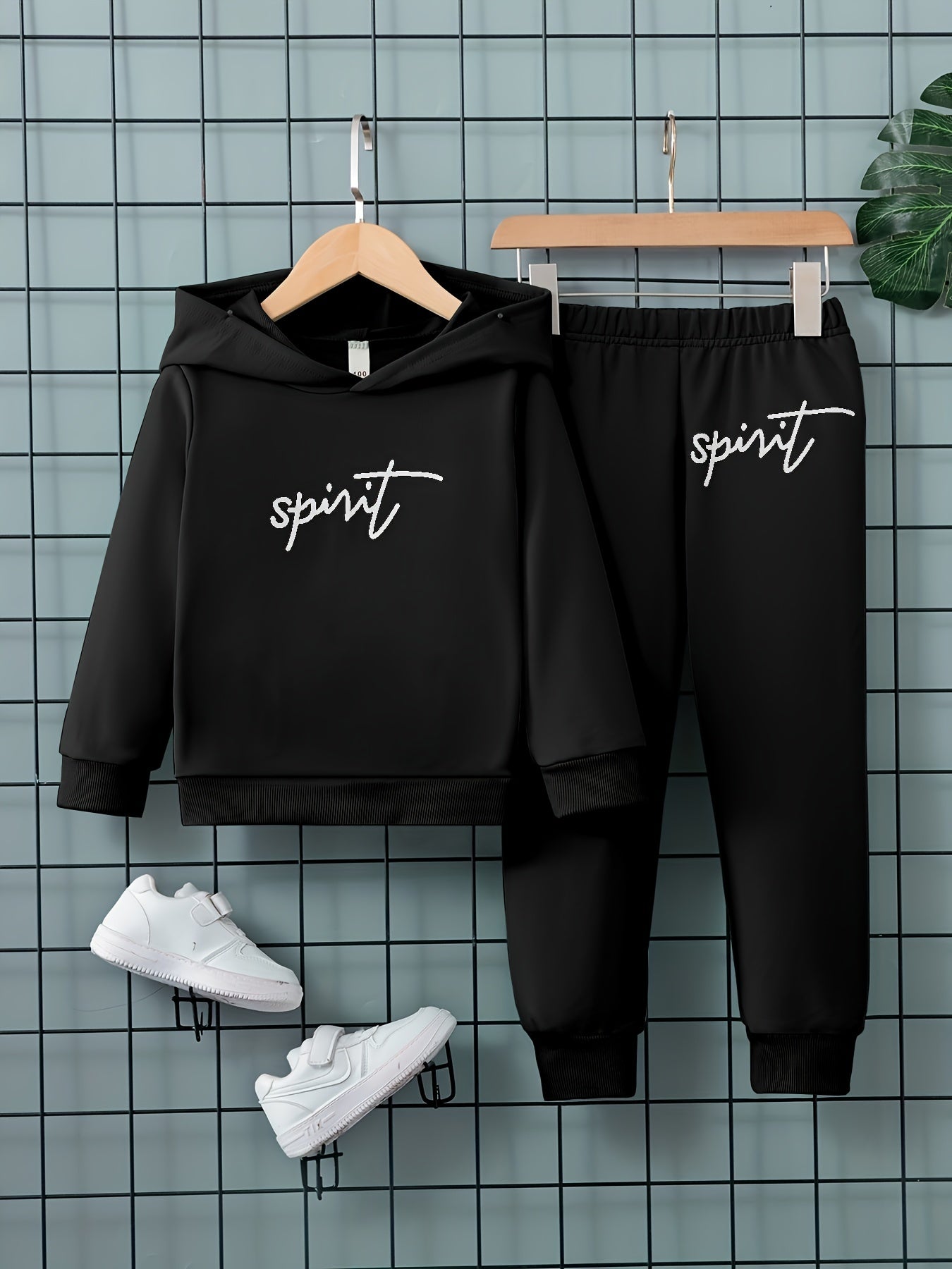 Boy's SPRIT Print Hoodie & Sweatpants Set Casual Kid's Clothes