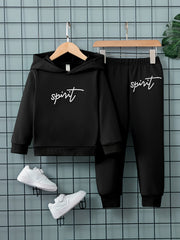 Boy's SPRIT Print Hoodie & Sweatpants Set Casual Kid's Clothes