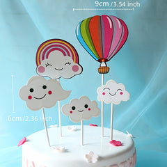 5pcs Colorful Hot Air Balloons Birthday Cake Decoration