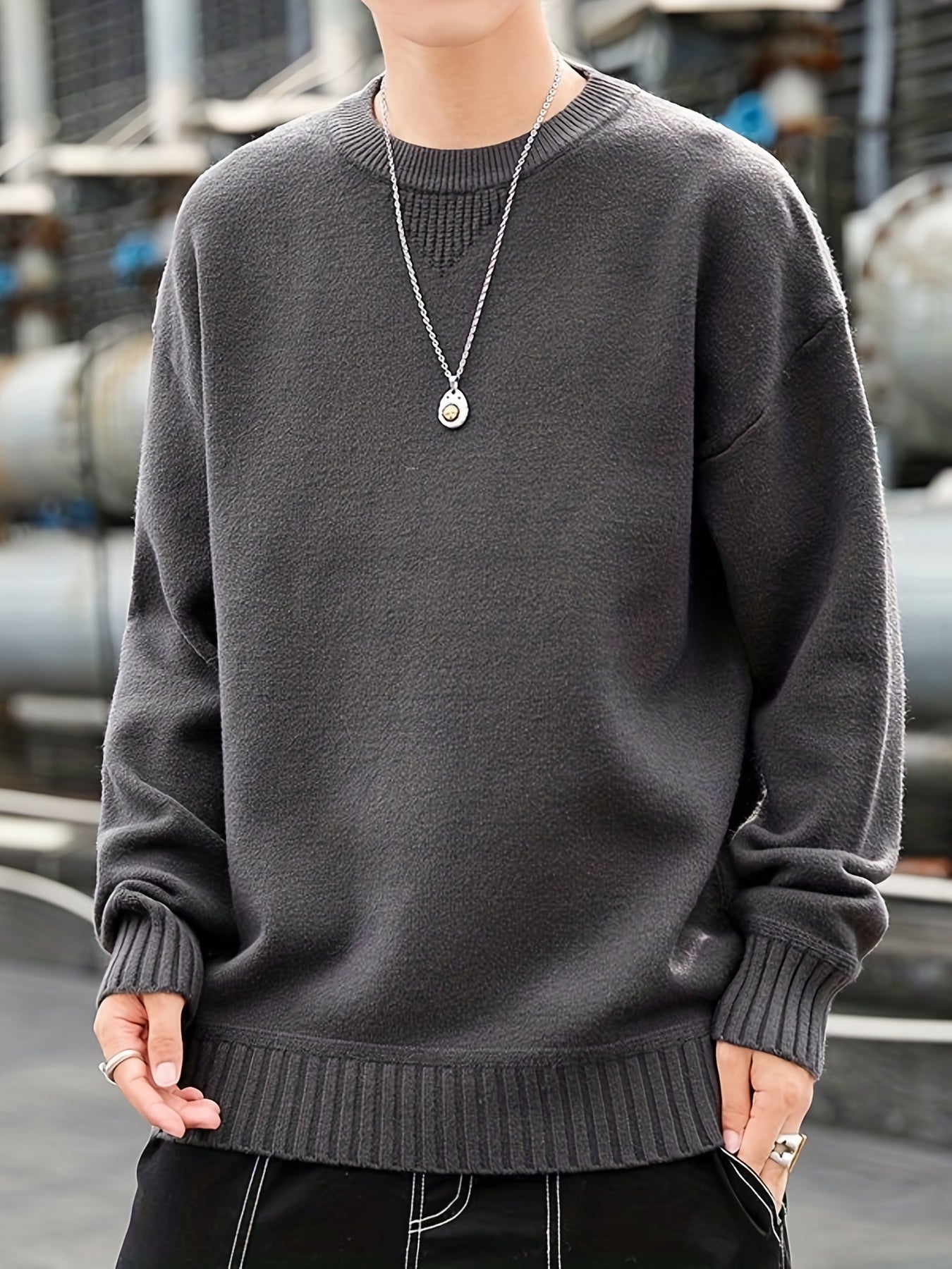 Knitted Sweater Men's Casual Warm Crew Neck Pullover For Fall Winter
