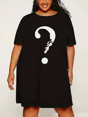 Skull & Mask Print Short Sleeve Round Neck Tee Nightdress